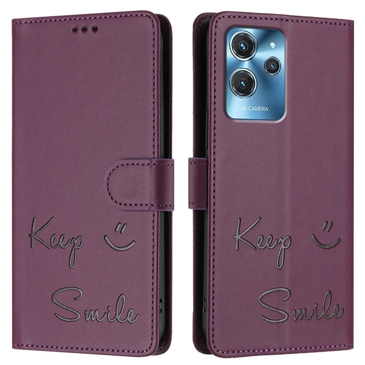 For Oukitel C32 Smile Embossing RFID Leather Phone Case