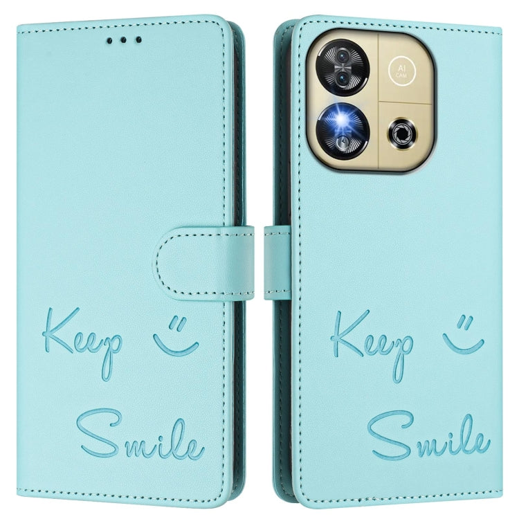 For Oukitel C57s Smile Embossing RFID Leather Phone Case