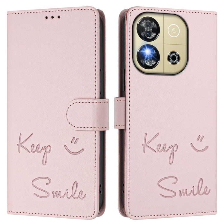 For Oukitel C57s Smile Embossing RFID Leather Phone Case