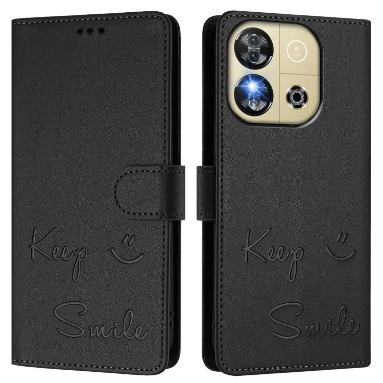 For Oukitel C57s Smile Embossing RFID Leather Phone Case