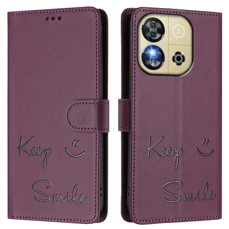 For Oukitel C57s Smile Embossing RFID Leather Phone Case