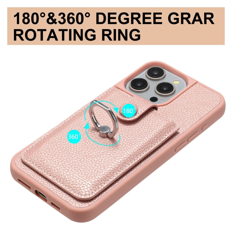 For iPhone 12 Pro Max Litchi Texture Drawing Card Bag Ring Holder Phone Case
