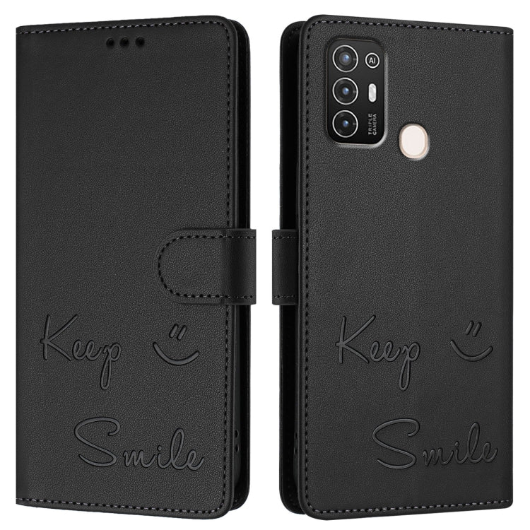 For ZTE Blade A52 Smile Embossing RFID Leather Phone Case