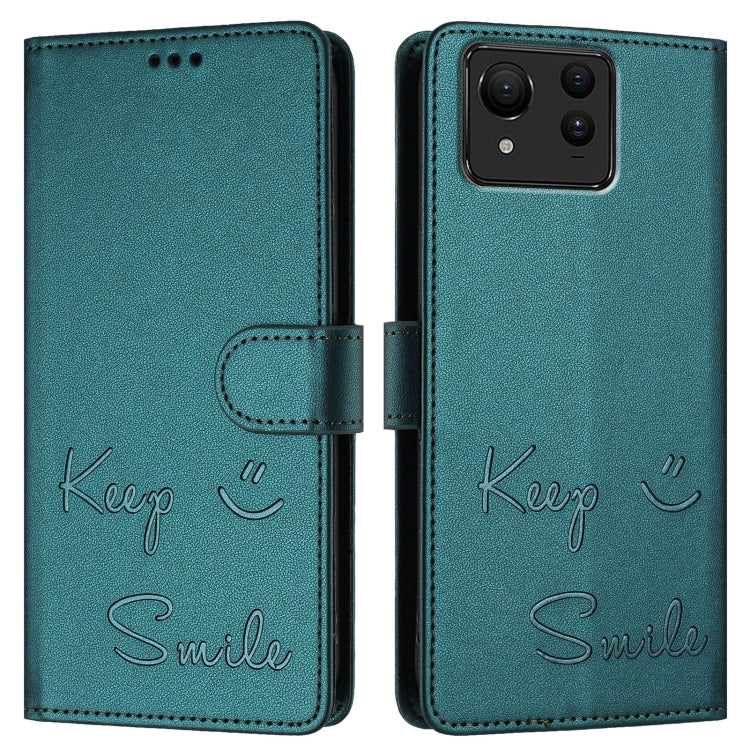 For ZTE Blade A52 Smile Embossing RFID Leather Phone Case