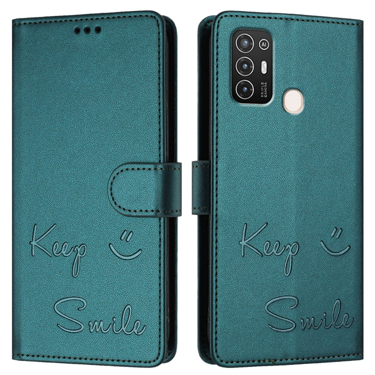 For ZTE Blade A52 Smile Embossing RFID Leather Phone Case