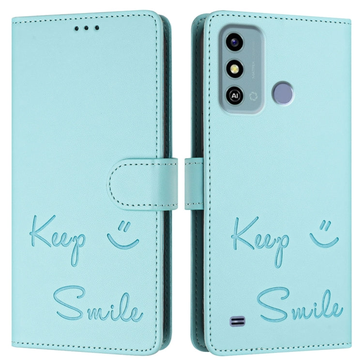 For ZTE Blade A53 / A53+ Smile Embossing RFID Leather Phone Case