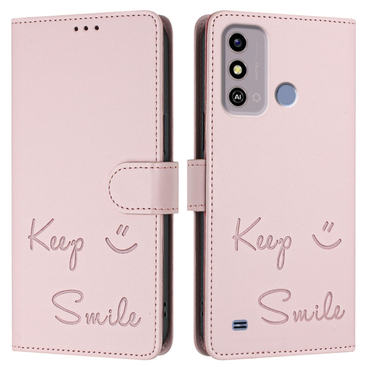 For ZTE Blade A53 / A53+ Smile Embossing RFID Leather Phone Case