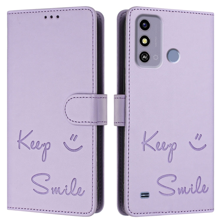 For ZTE Blade A53 / A53+ Smile Embossing RFID Leather Phone Case