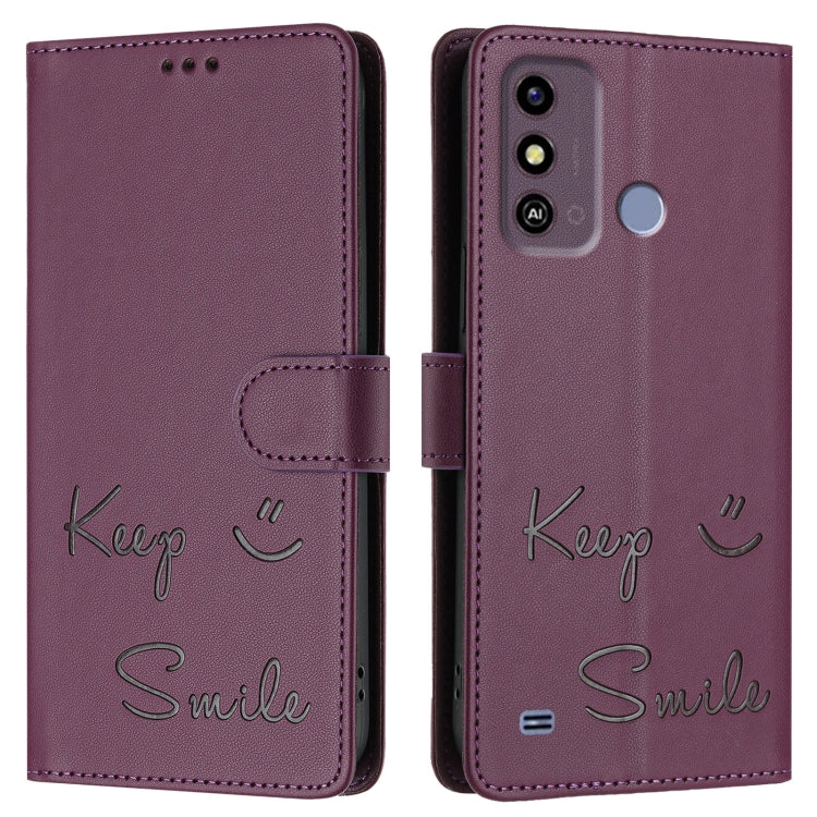 For ZTE Blade A53 / A53+ Smile Embossing RFID Leather Phone Case
