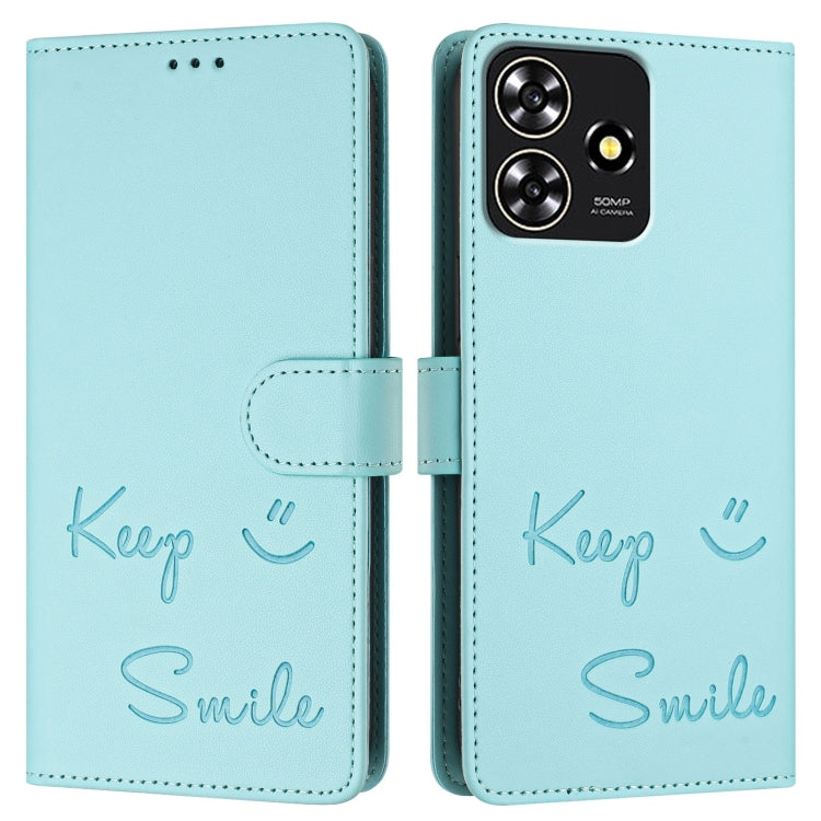 For ZTE Blade A73 4G Smile Embossing RFID Leather Phone Case