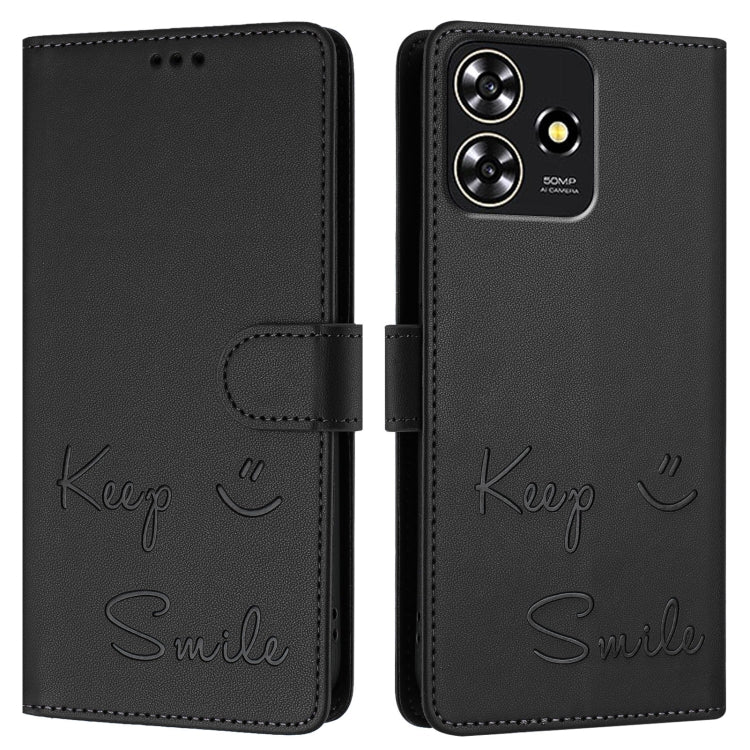For ZTE Blade A73 4G Smile Embossing RFID Leather Phone Case