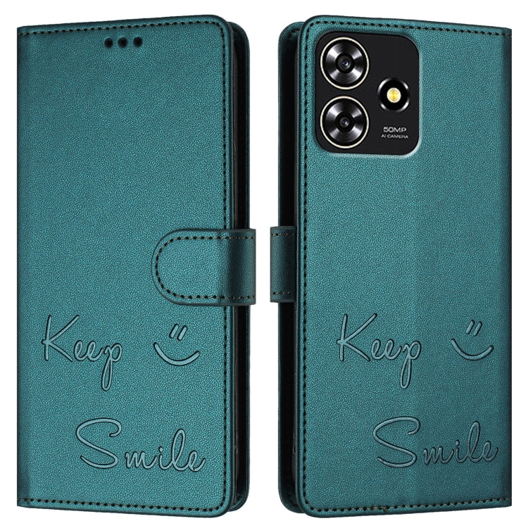 For ZTE Blade A73 4G Smile Embossing RFID Leather Phone Case