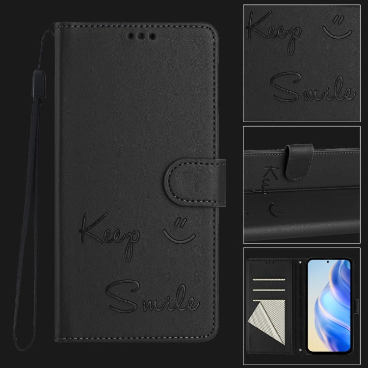 For ZTE Blade V40s Smile Embossing RFID Leather Phone Case