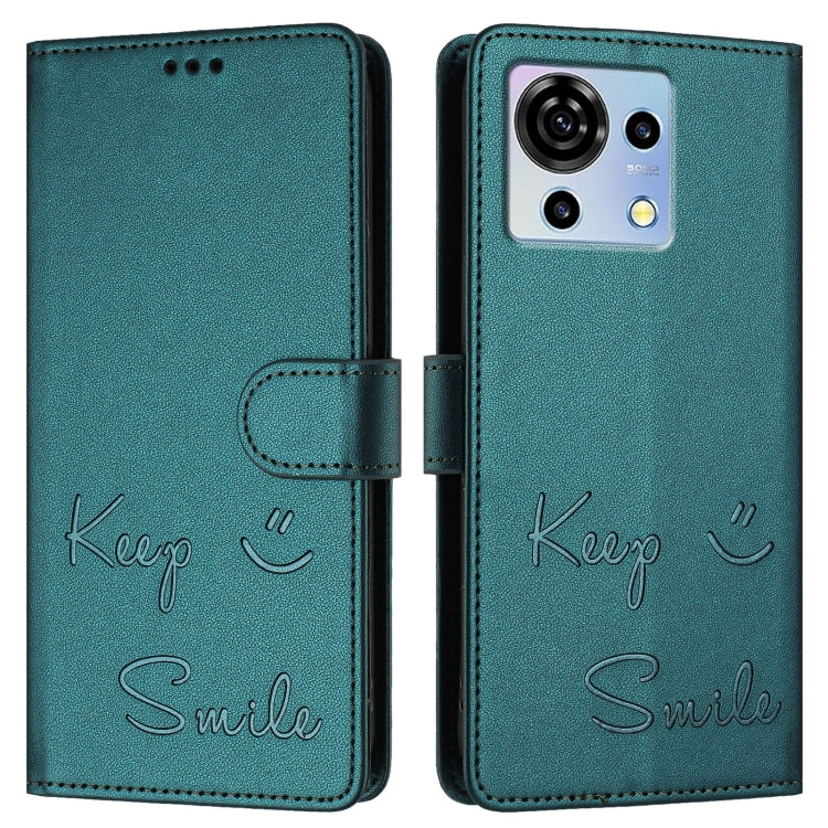 For ZTE Blade V50 Vita Smile Embossing RFID Leather Phone Case