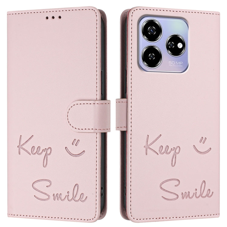 For ZTE Blade V60 / Axon 60 4G Smile Embossing RFID Leather Phone Case