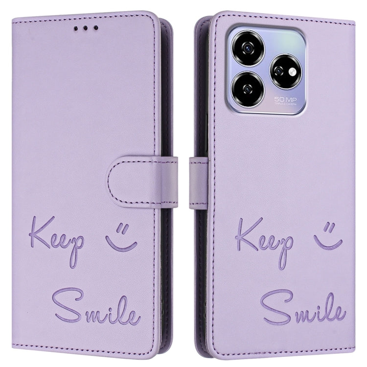 For ZTE Blade V60 / Axon 60 4G Smile Embossing RFID Leather Phone Case