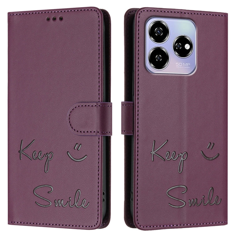 For ZTE Blade V60 / Axon 60 4G Smile Embossing RFID Leather Phone Case