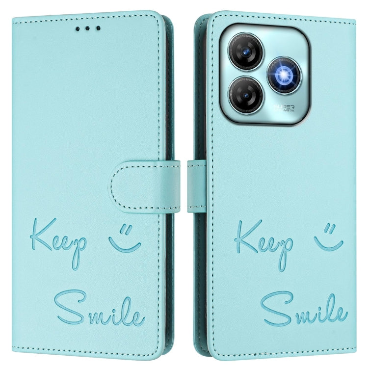 For ZTE Blade A75 4G Smile Embossing RFID Leather Phone Case