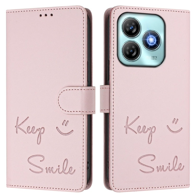 For ZTE Blade A75 4G Smile Embossing RFID Leather Phone Case