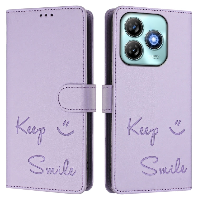 For ZTE Blade A75 4G Smile Embossing RFID Leather Phone Case