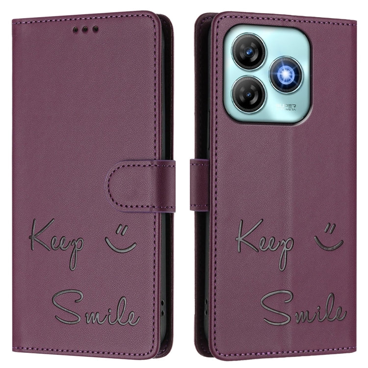 For ZTE Blade A75 4G Smile Embossing RFID Leather Phone Case
