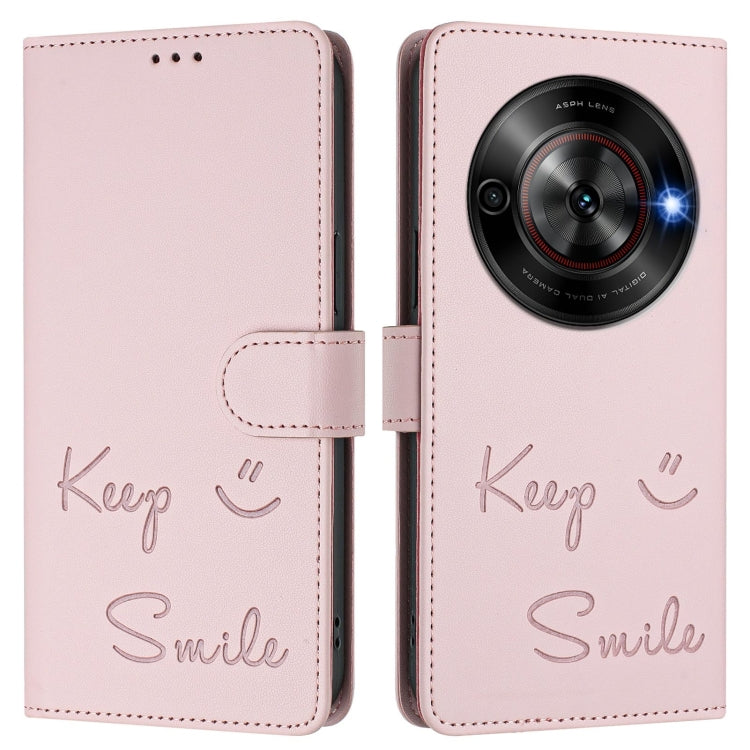 For ZTE Blade A75 5G Smile Embossing RFID Leather Phone Case