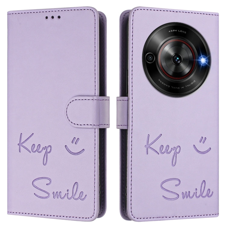 For ZTE Blade A75 5G Smile Embossing RFID Leather Phone Case