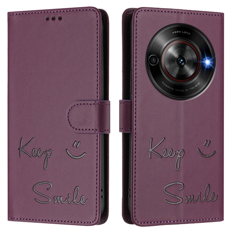 For ZTE Blade A75 5G Smile Embossing RFID Leather Phone Case