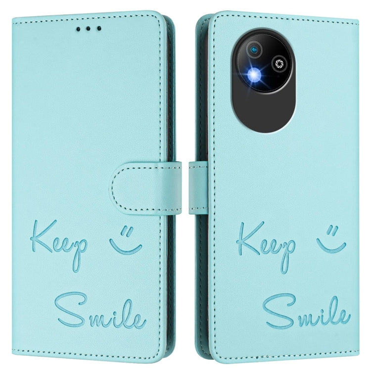 For ZTE Blade A35 Lite Smile Embossing RFID Leather Phone Case