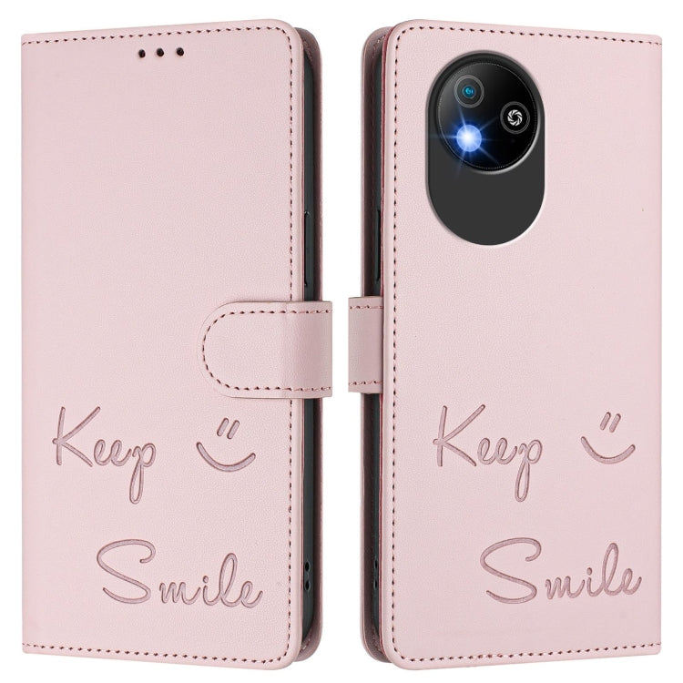 For ZTE Blade A35 Lite Smile Embossing RFID Leather Phone Case