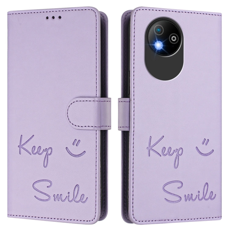 For ZTE Blade A35 Lite Smile Embossing RFID Leather Phone Case