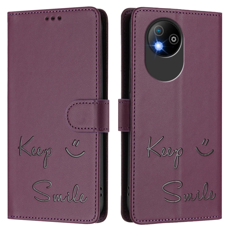 For ZTE Blade A35 Lite Smile Embossing RFID Leather Phone Case