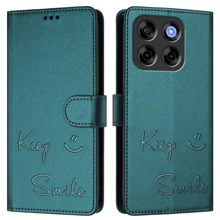 For ZTE Blade V70 Smile Embossing RFID Leather Phone Case