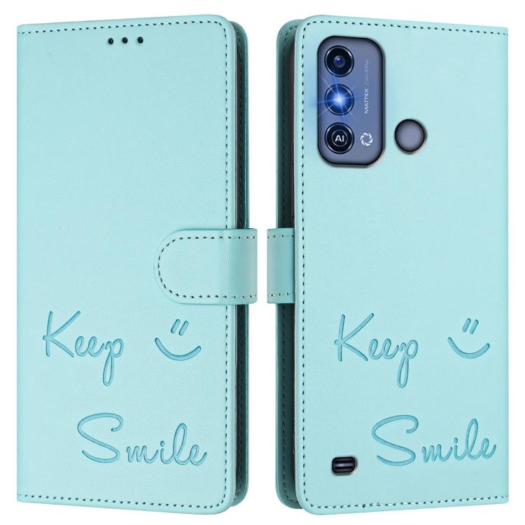 For ZTE Blade A53 Pro Smile Embossing RFID Leather Phone Case