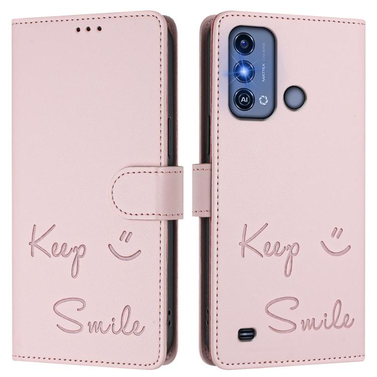 For ZTE Blade A53 Pro Smile Embossing RFID Leather Phone Case
