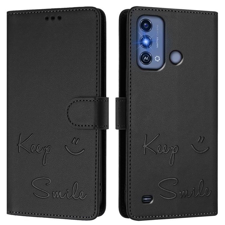 For ZTE Blade A53 Pro Smile Embossing RFID Leather Phone Case