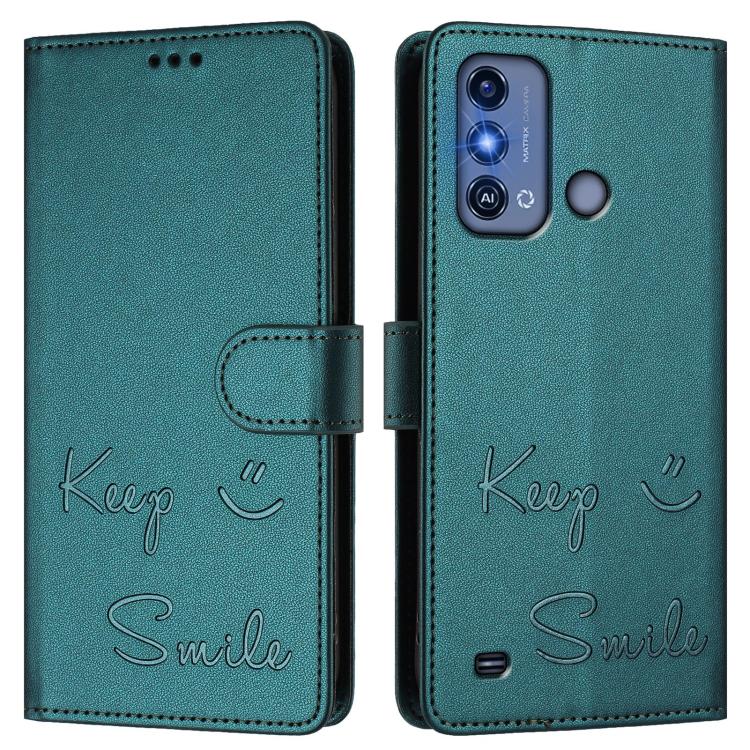 For ZTE Blade A53 Pro Smile Embossing RFID Leather Phone Case