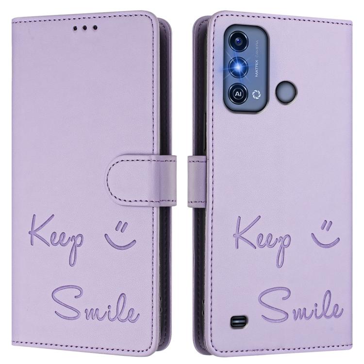 For ZTE Blade A53 Pro Smile Embossing RFID Leather Phone Case
