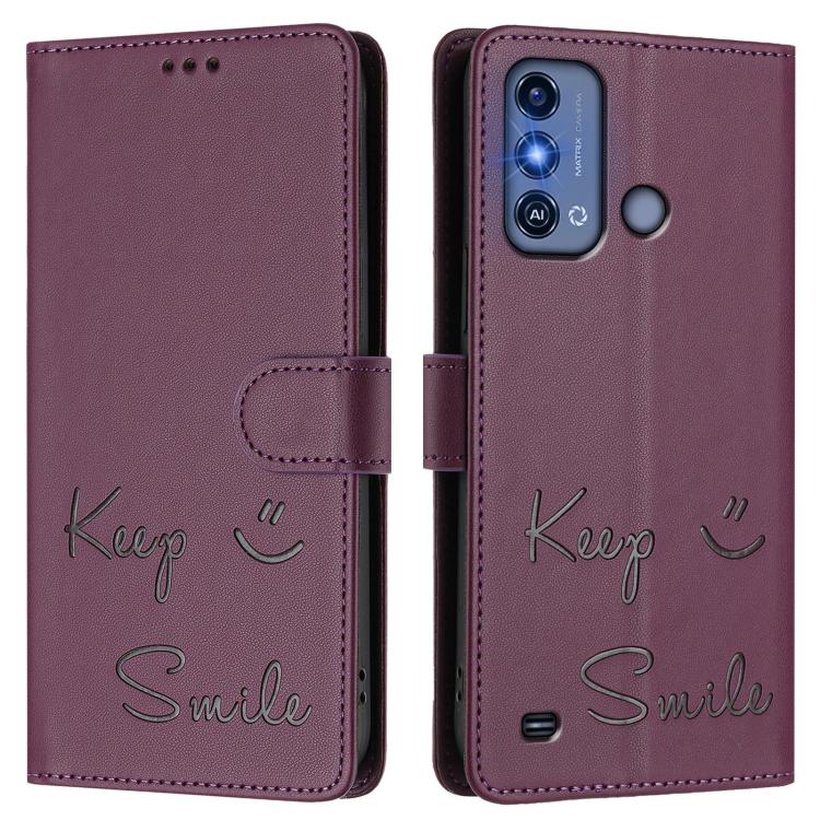 For ZTE Blade A53 Pro Smile Embossing RFID Leather Phone Case