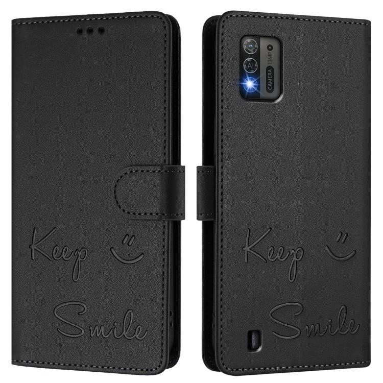 For ZTE Blade A52 Lite Smile Embossing RFID Leather Phone Case
