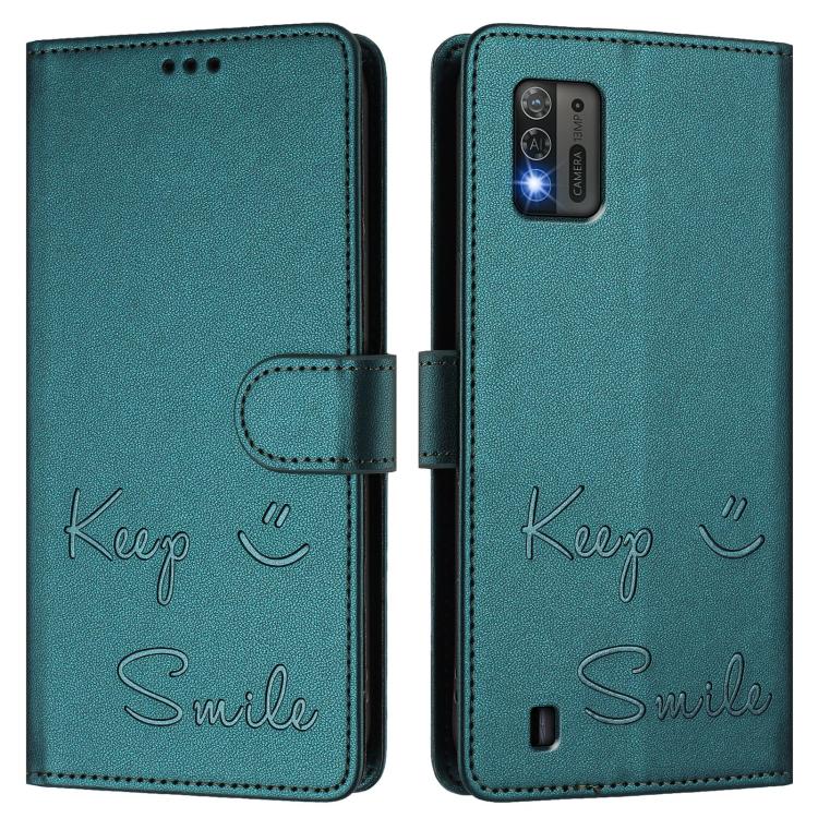 For ZTE Blade A52 Lite Smile Embossing RFID Leather Phone Case