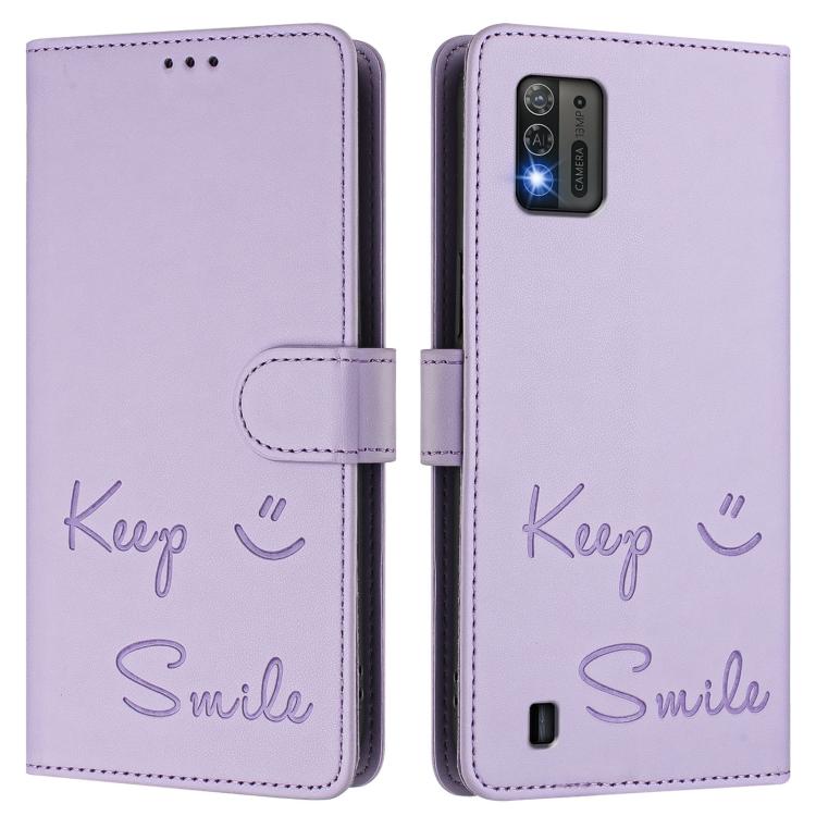 For ZTE Blade A52 Lite Smile Embossing RFID Leather Phone Case