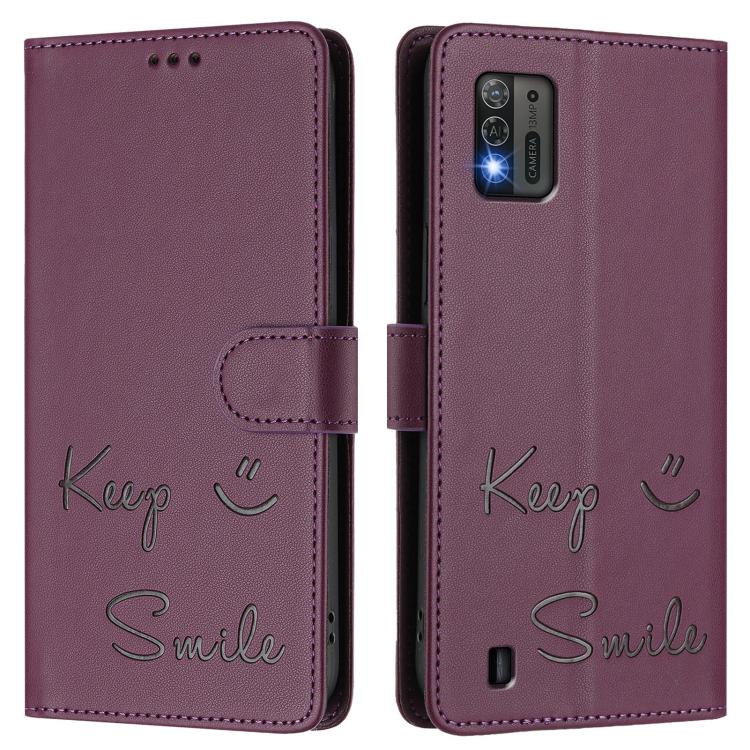 For ZTE Blade A52 Lite Smile Embossing RFID Leather Phone Case