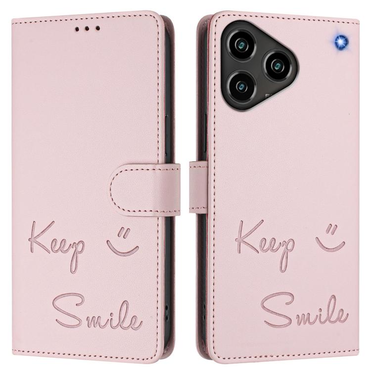 For ZTE Blade A76 4G Smile Embossing RFID Leather Phone Case