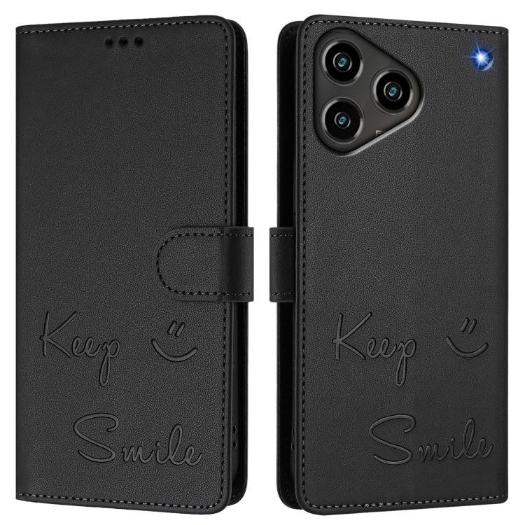 For ZTE Blade A76 4G Smile Embossing RFID Leather Phone Case