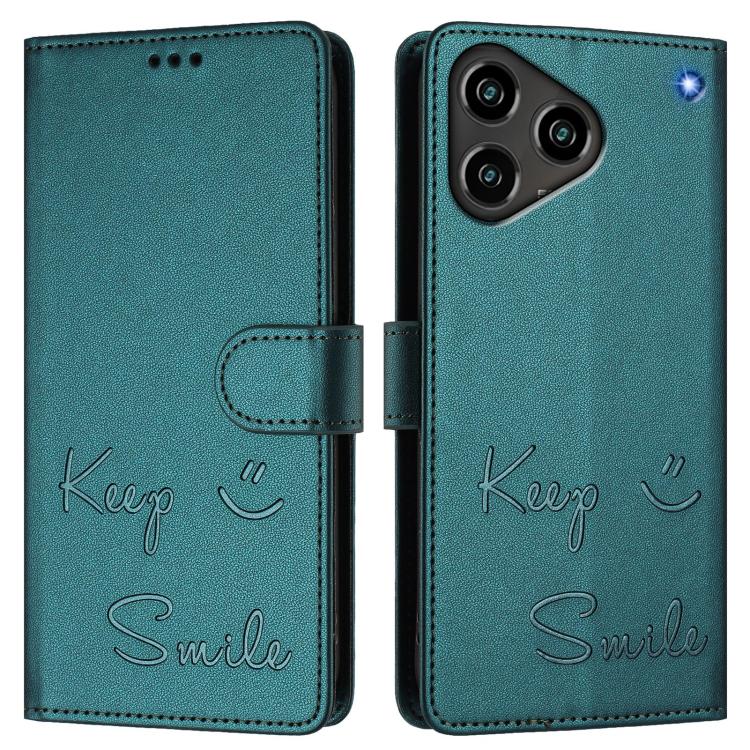 For ZTE Blade A76 4G Smile Embossing RFID Leather Phone Case