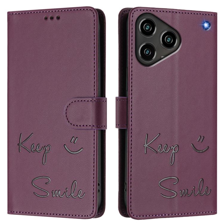 For ZTE Blade A76 4G Smile Embossing RFID Leather Phone Case