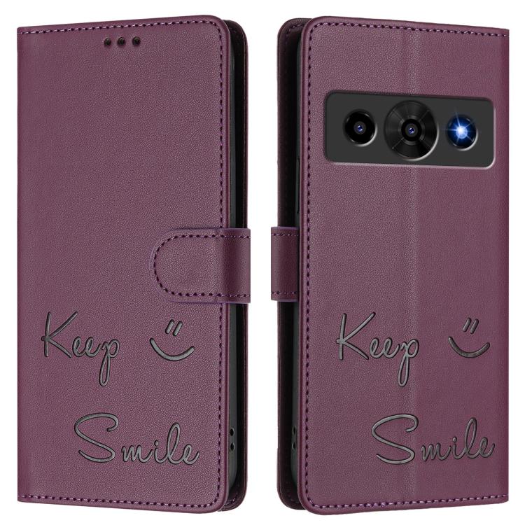 For ZTE Optus X Value 5G Smile Embossing RFID Leather Phone Case