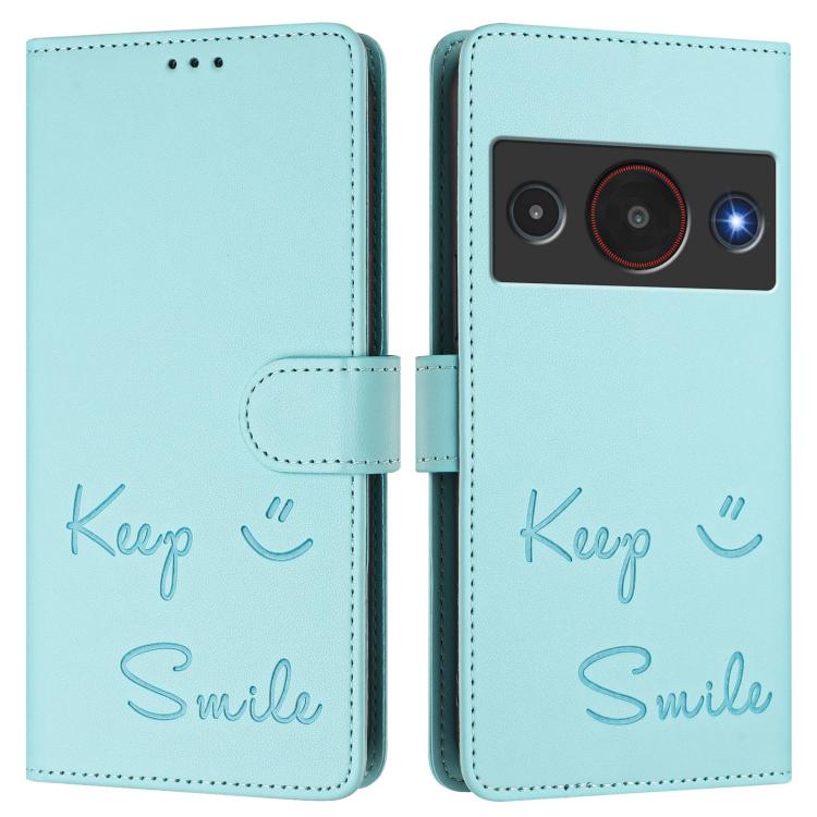 For ZTE A75 Pro / Telstra T-Elite 5G Smile Embossing RFID Leather Phone Case