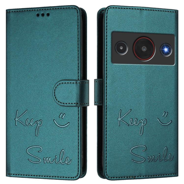 For ZTE A75 Pro / Telstra T-Elite 5G Smile Embossing RFID Leather Phone Case